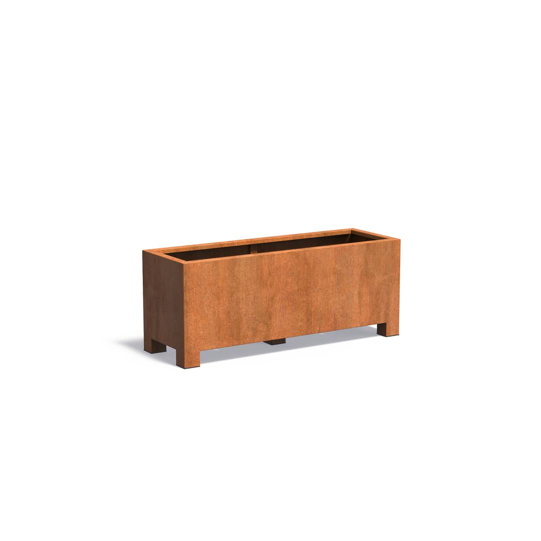 Planteringslåda med fötter i cortenstål 2 mm CAP22.1 1500x500x600 mm