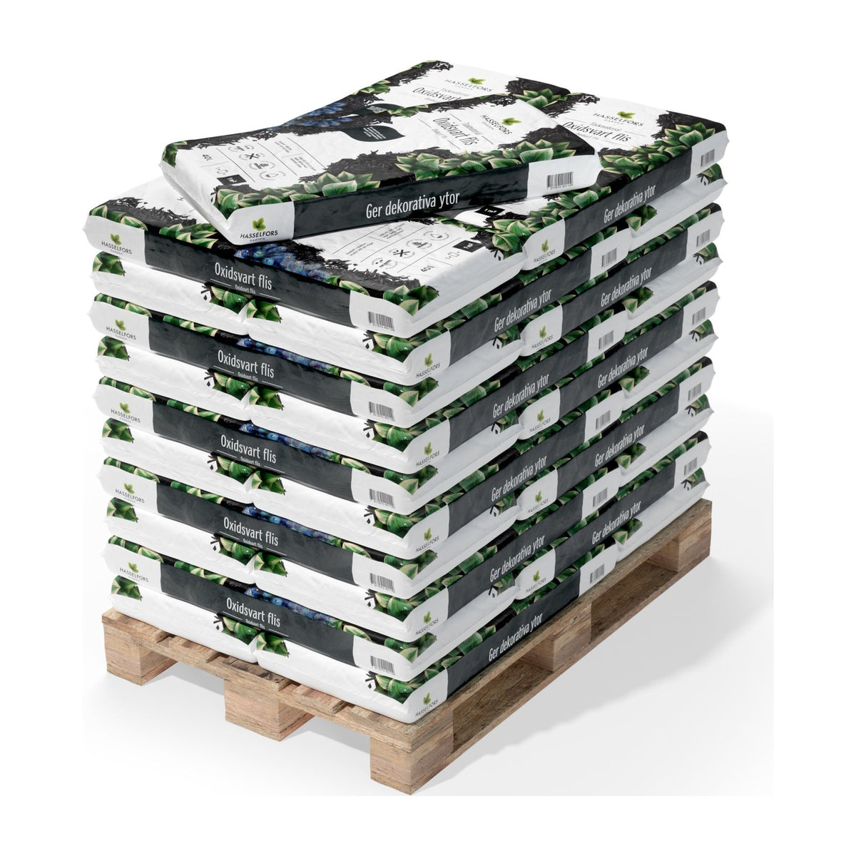 Hasselfors oxidsvart flis, 40 liter, 45 st, Helpall