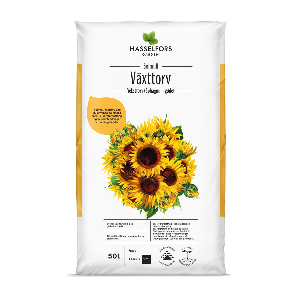 Hasselfors solmull växttorv, 50 liter, 48st, Helpall