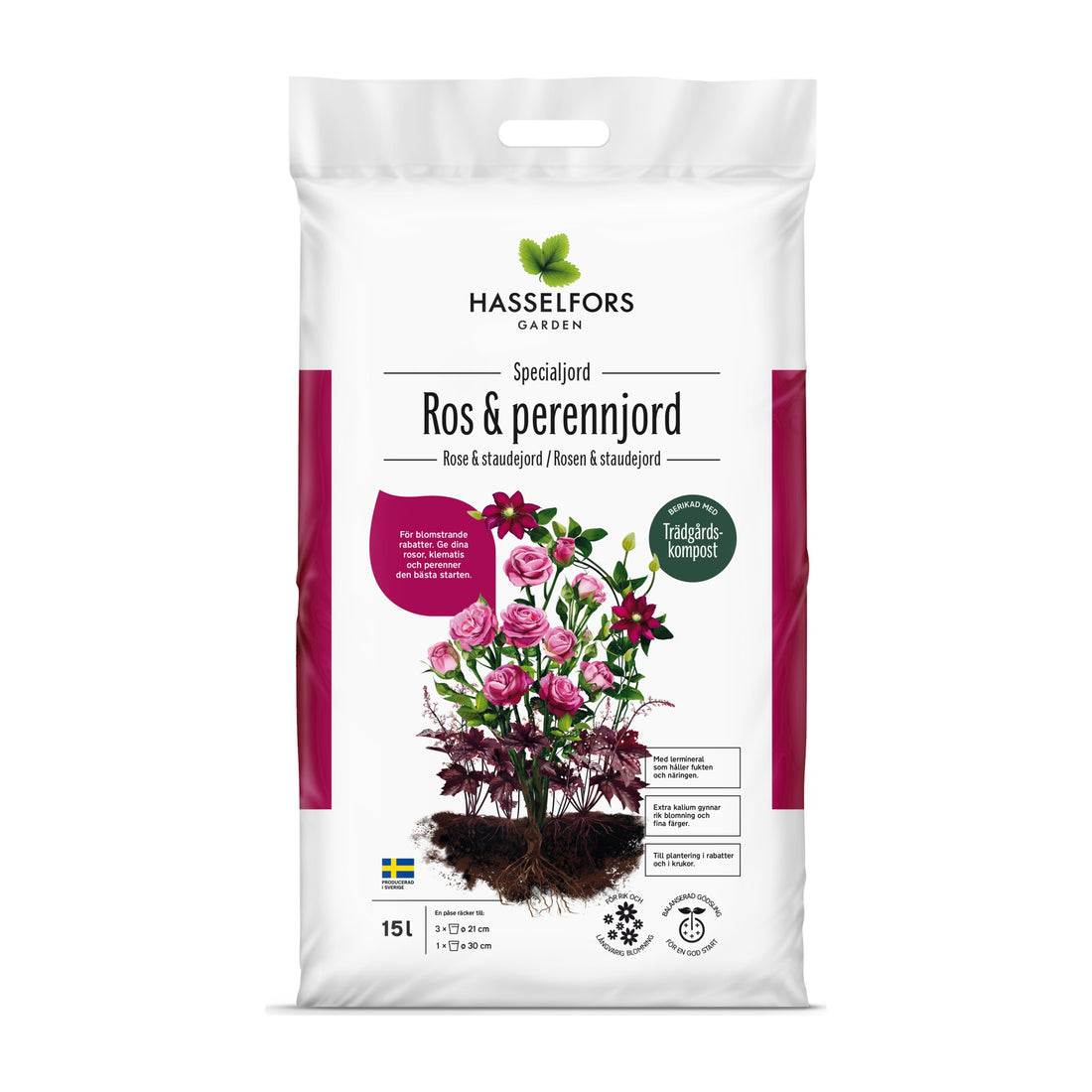 Hasselfors Ros &amp; Perennjord 15 liter, 51st, Halvpall