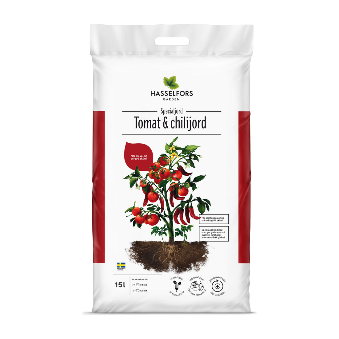 Hasselfors tomat &amp; Chillijord, 15 liter, 51st, Halvpall