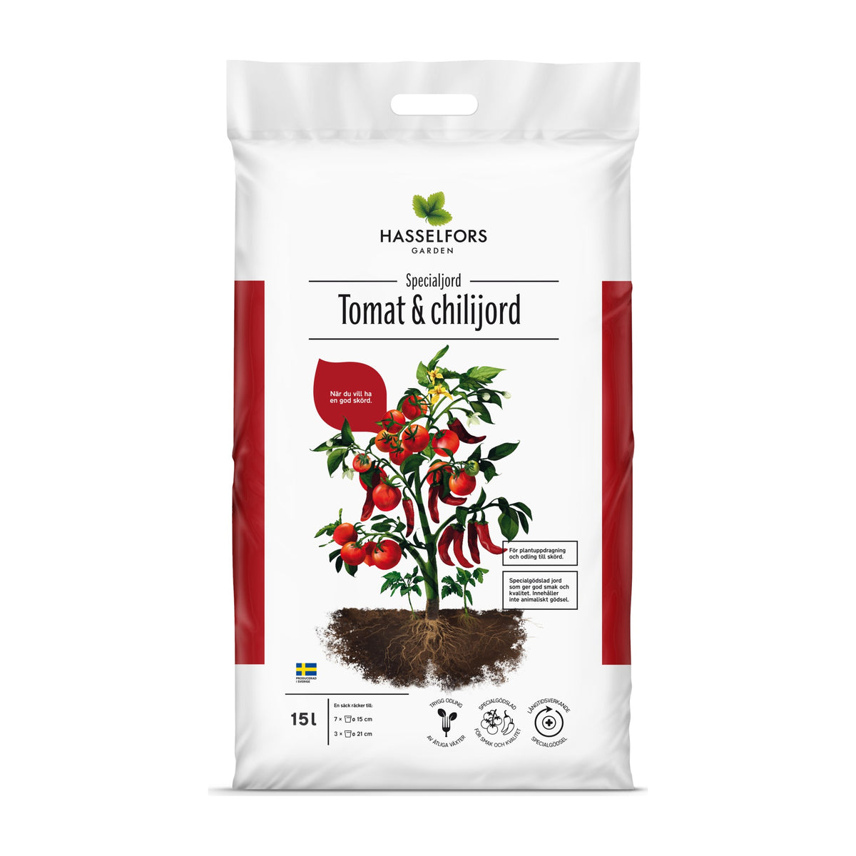 Hasselfors tomat &amp; Chillijord, 15 liter, 51st, Halvpall