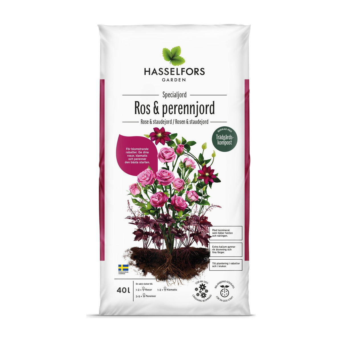 Hasselfors Ros &amp; Perennjord, 40 liter, 48st, Helpall