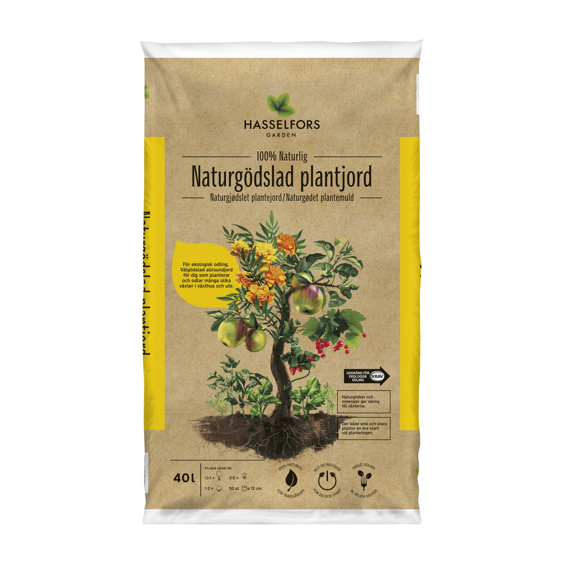 Hasselfors naturgödslad plantjord 40 liter, 51st, Helpall